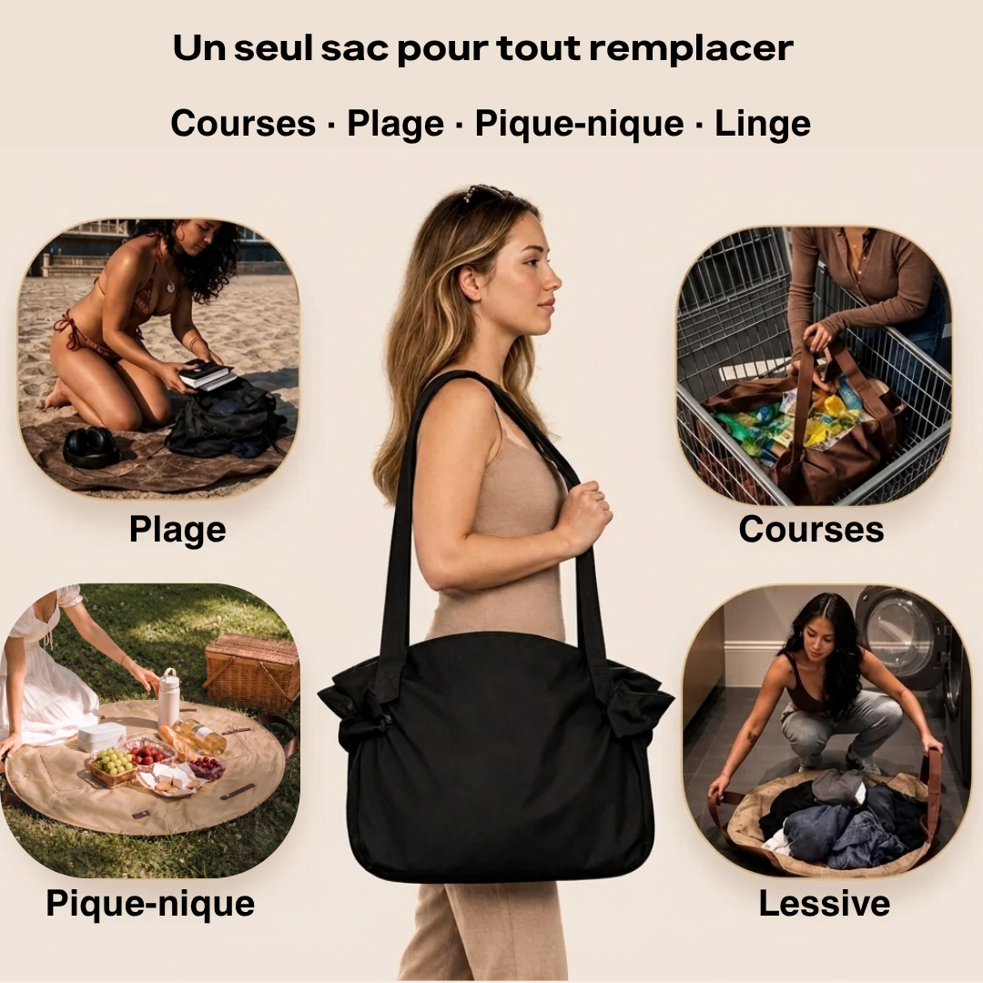 Sac fourre tout 2-en-1 tapis de pique-nique